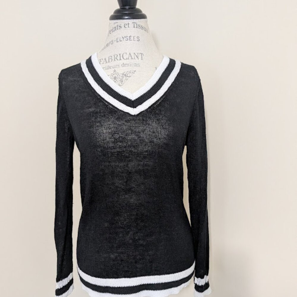 classic V neck timeless varsity style sweater